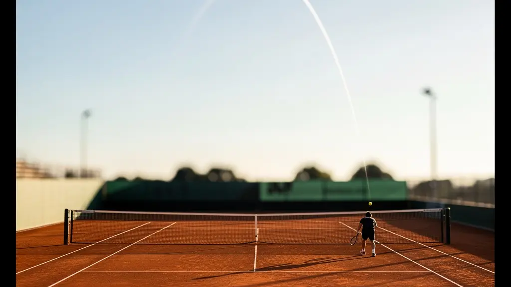 Vue latérale d'un court montrant une trajectoire de balle bombée très haute