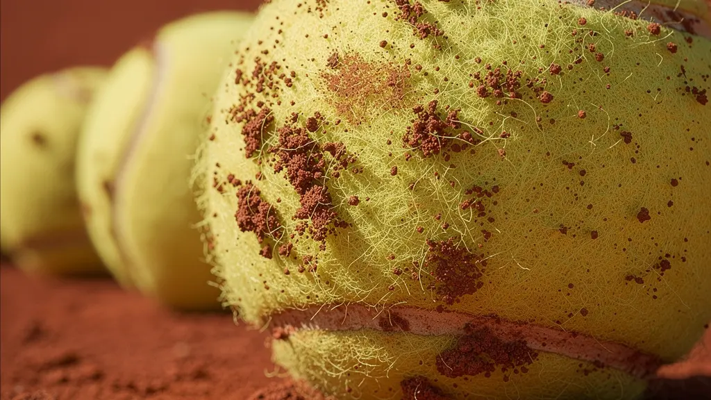 Vue macro de balles de tennis sur terre battue avec texture détaillée