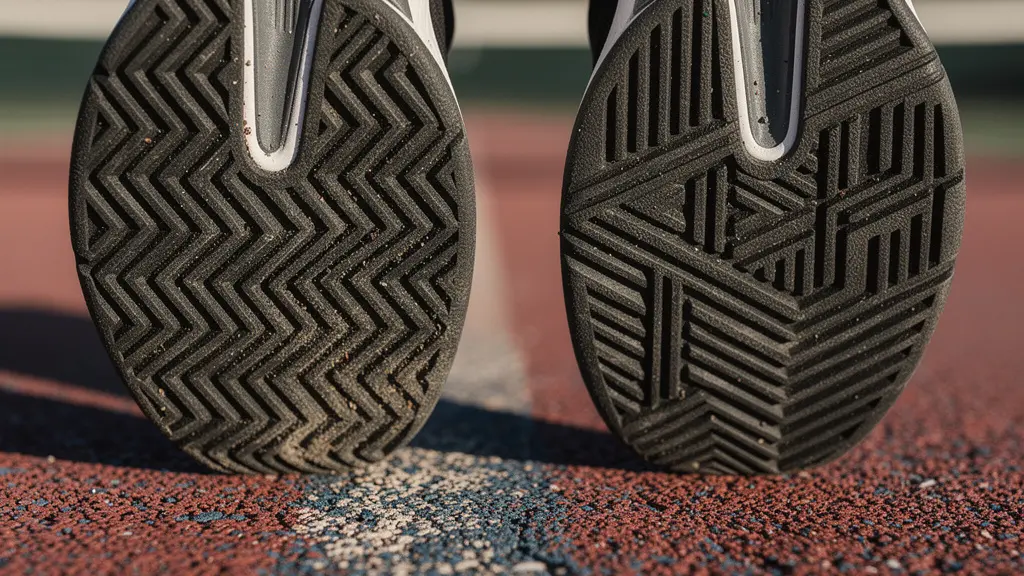Vue détaillée de différents types de semelles de chaussures de tennis exposées sur surface dure