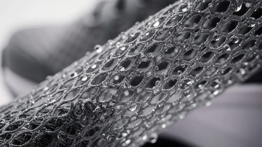 Vue macro du système de ventilation d'un compartiment chaussures de sac de tennis