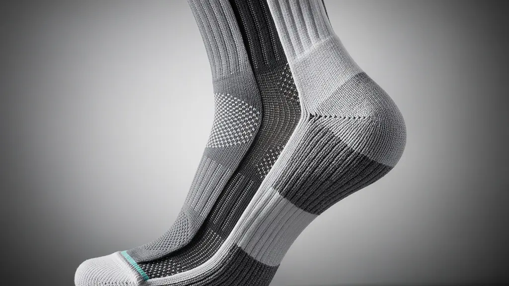 Vue en coupe d'une chaussette technique montrant les différentes zones anti-friction