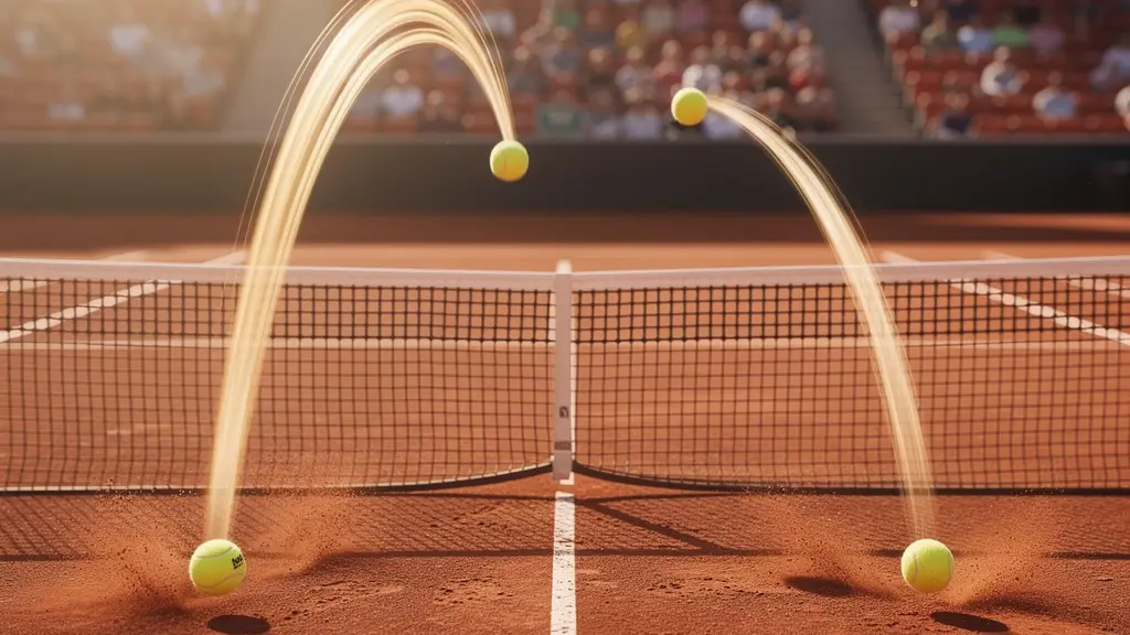 Schéma montrant la différence de trajectoire entre une balle liftée et une balle plate