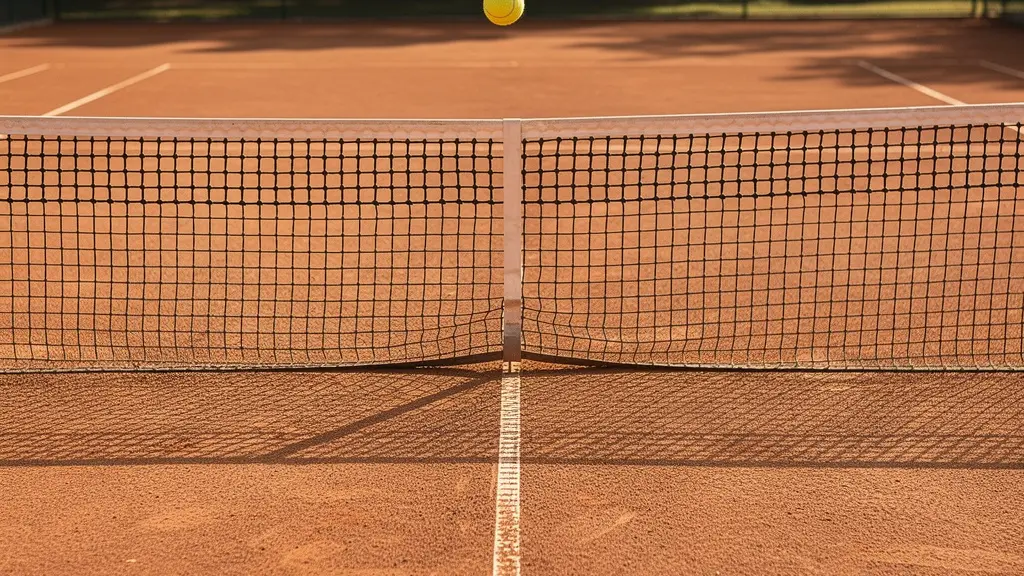 Vue latérale d'un court montrant la trajectoire idéale de la balle au-dessus du filet avec une marge de sécurité