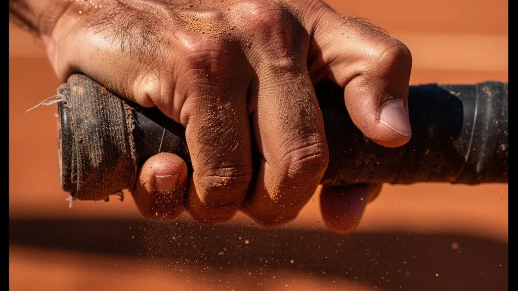 Joueur de tennis en plein effort sur un court d'entraînement secondaire
