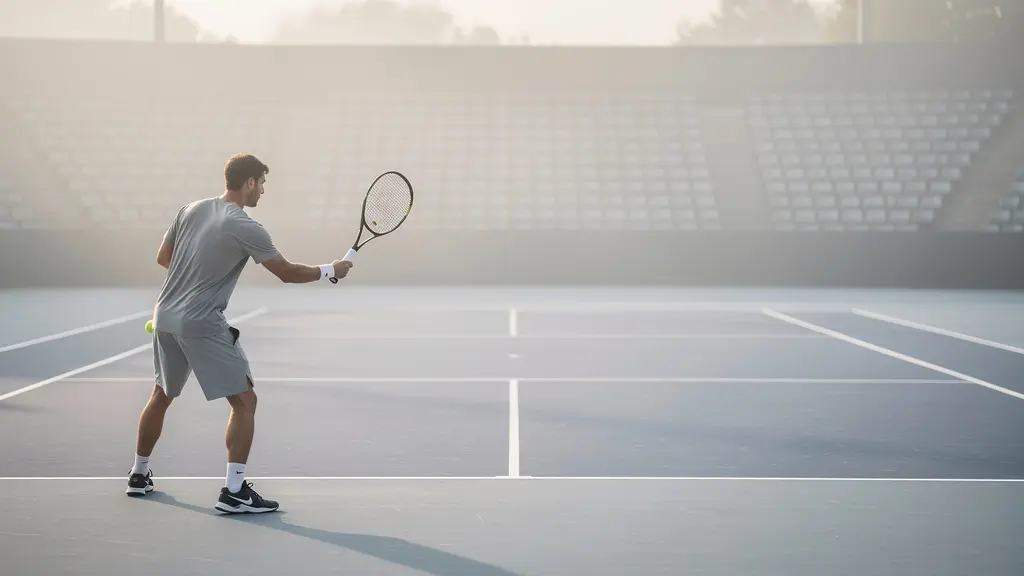Joueur de tennis en position de contre-attaque avec préparation courte