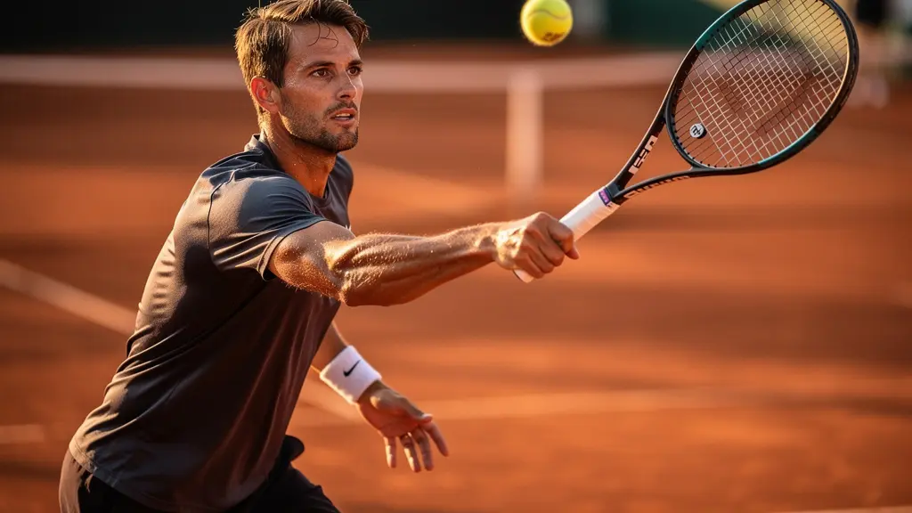 Joueur de tennis frappant une balle haute au niveau de l'épaule avec puissance