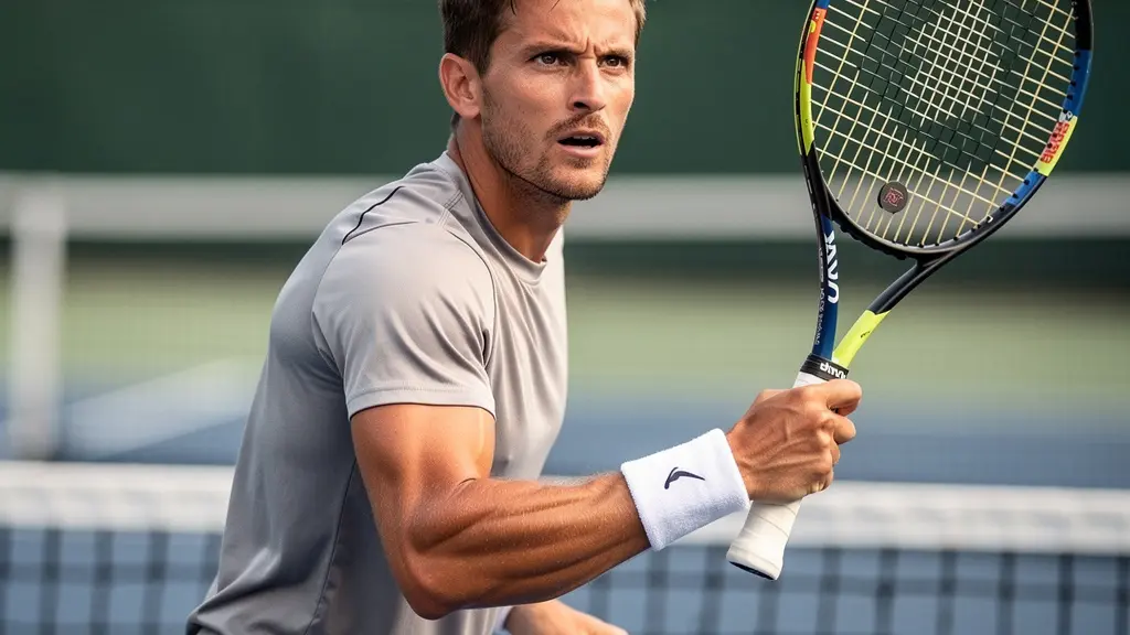 Joueur de tennis testant différentes épaisseurs de manche à la volée