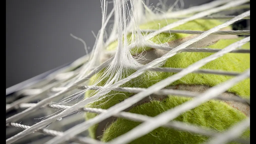 Détail macro de l'impact raquette-balle avec effet lifté visible